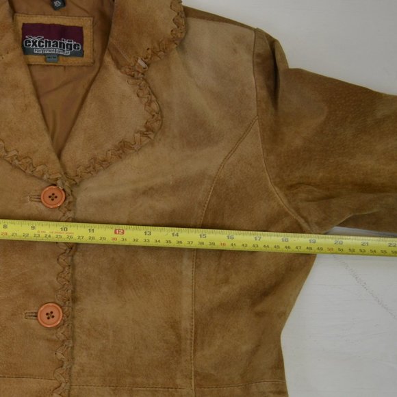 Vintage Y2K Suede leather Equestrian Western Jacket Blazer Walnut Brown - Picture 10 of 10